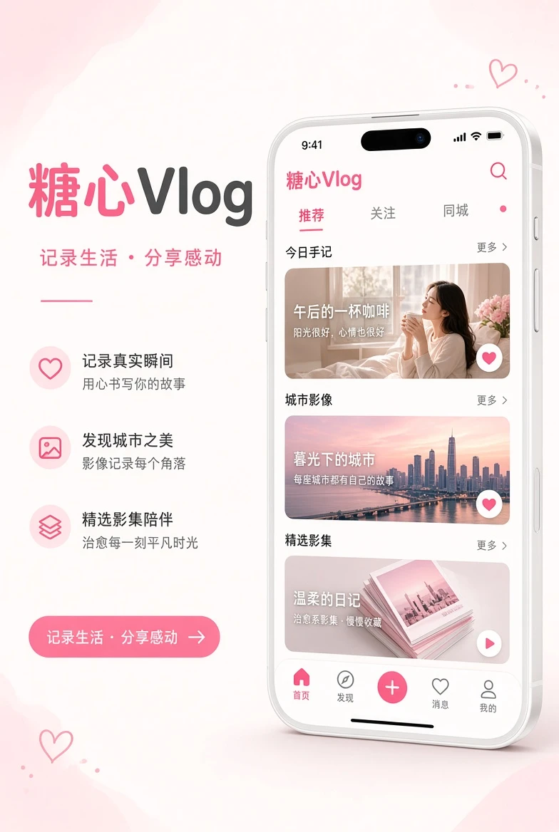 糖心Vlog移动端界面示意